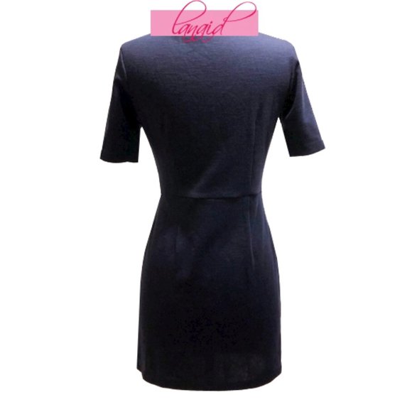 Topshop Belted Wrap Mini Dress Navy V-Neck Surplice Criss-Cross Crisscross Belt - Picture 6 of 12